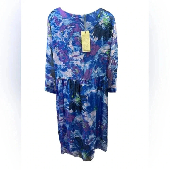 💥HOST PICK💥 Angela Moda NWT Dress 30% Silk Blue/Purple/ Green Size XXL. - Picture 2 of 11